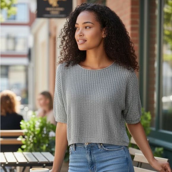 Topshop Tops - Topshop Metallic Crop